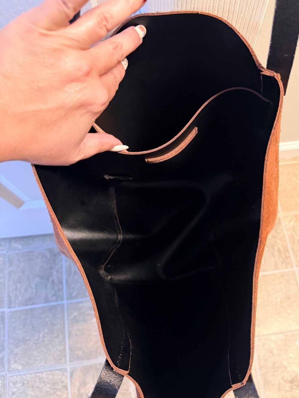 Mark & Graham Brown Suede Tote with Black Straps - Picture 6 of 6